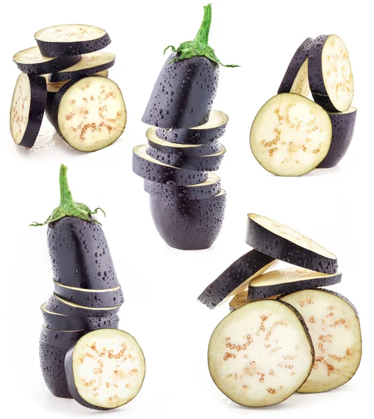 Collection of eggplant sliced — Stock Photo, Image