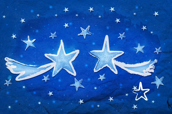 Hvězd na modrém papíře — Stock fotografie