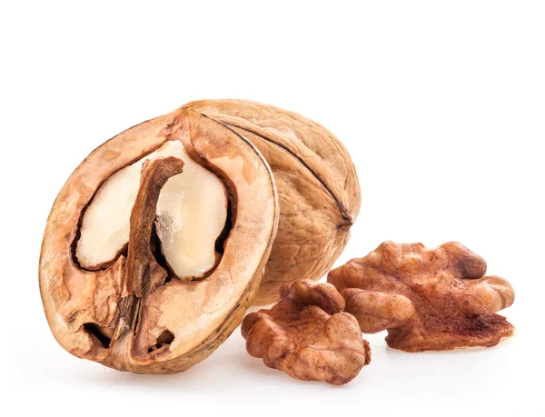 Collection of Walnut and a cracked walnut — Stock Photo, Image