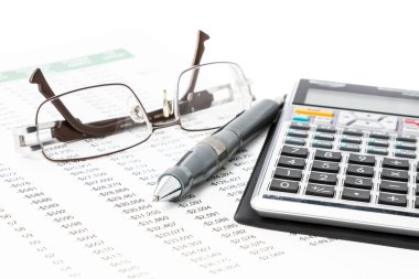 Pen, Calculator and glasses clipart