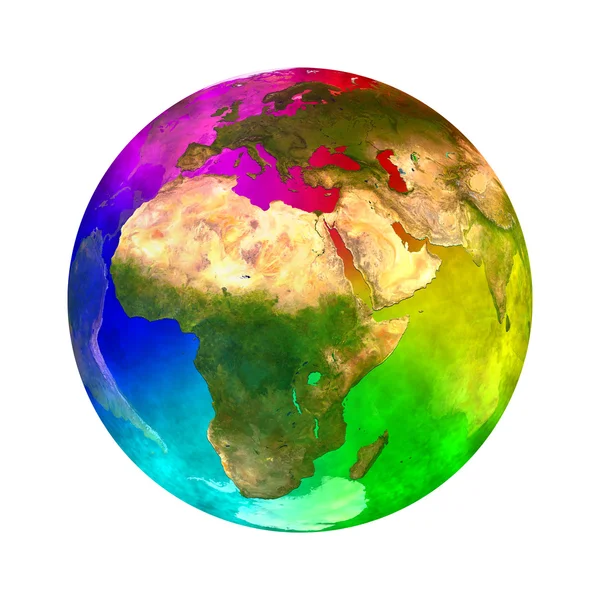 彩虹和美容行星地球-欧洲、 亚洲和非洲 — 图库照片