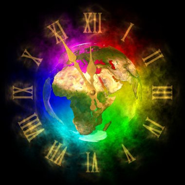 Cosmic clock - optimistic future on Earth - Europe clipart