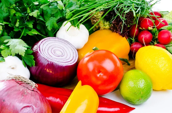 Set van groenten aan boord close-up — Stockfoto