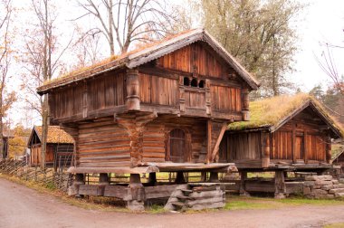 Norwegian typical wooden house clipart