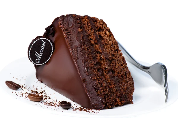 Pedazo de sabroso pastel de chocolate —  Fotos de Stock