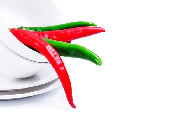 Chili peppers in bowl — Stock Photo, Image