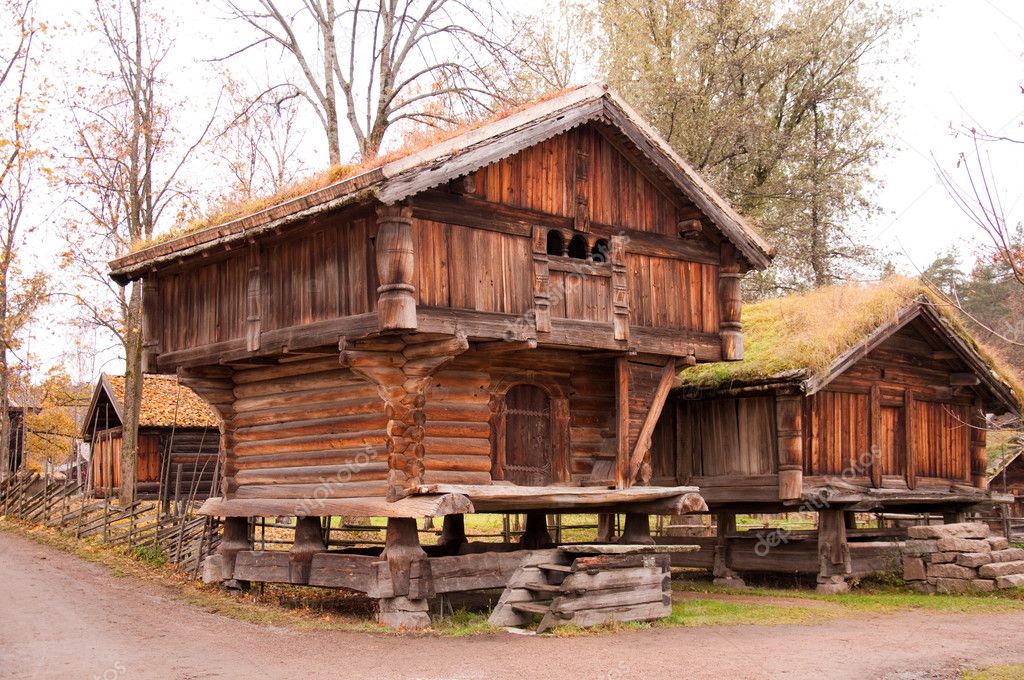 Norwegian typical wooden house