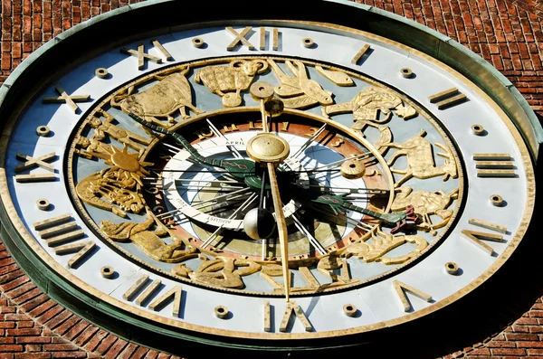 Astronomical clock on wall City Hall — Stock Photo, Image
