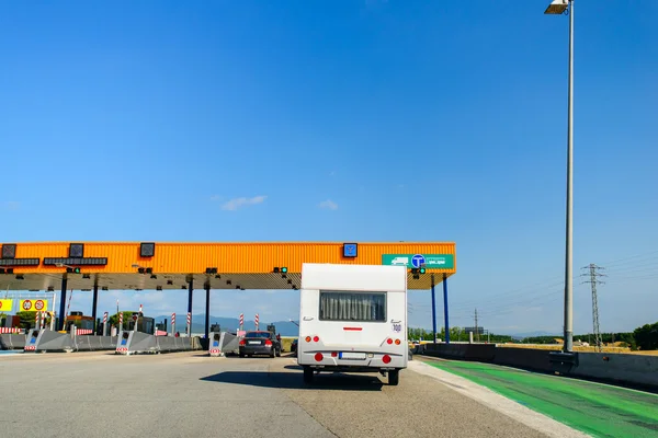 Rv at toll booth — Stock Photo, Image