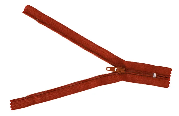 クリッピング パスを白で隔離される赤のジッパー — ストック写真