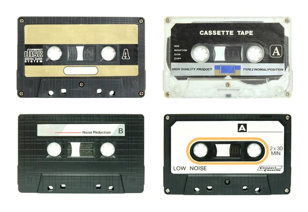 Conjunto de cinta de cassette aislado en blanco con la ruta de recorte —  Fotos de Stock