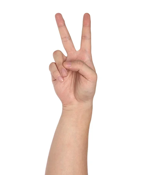 Victory hand sign isolated on white background — Stock Photo, Image