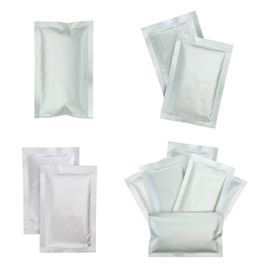 Set of plastic package isolated on white clipart