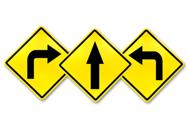 Znaki prosto, skręć w lewo, skręcić w prawo — Zdjęcie stockowe