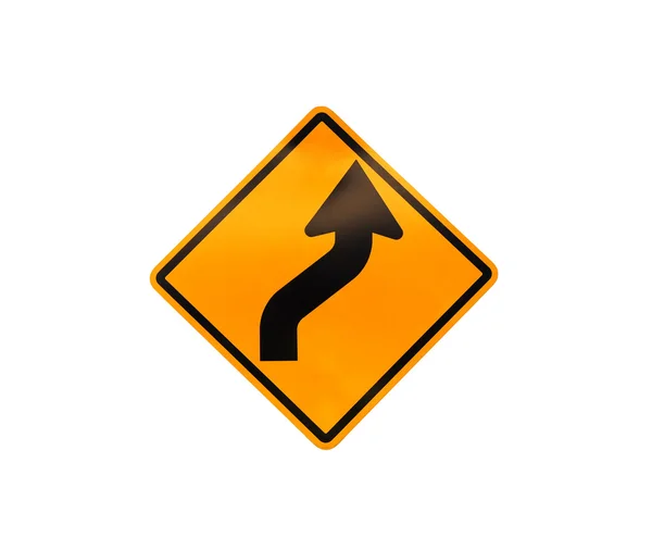 Road sign - turn on white background — Stock Photo, Image