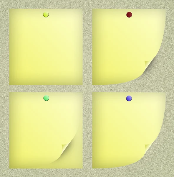 コルクボード上に分離されて黄色いメモ スティック — ストック写真