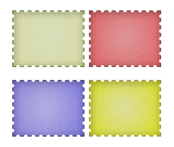 Set of empty post stamps on a white background