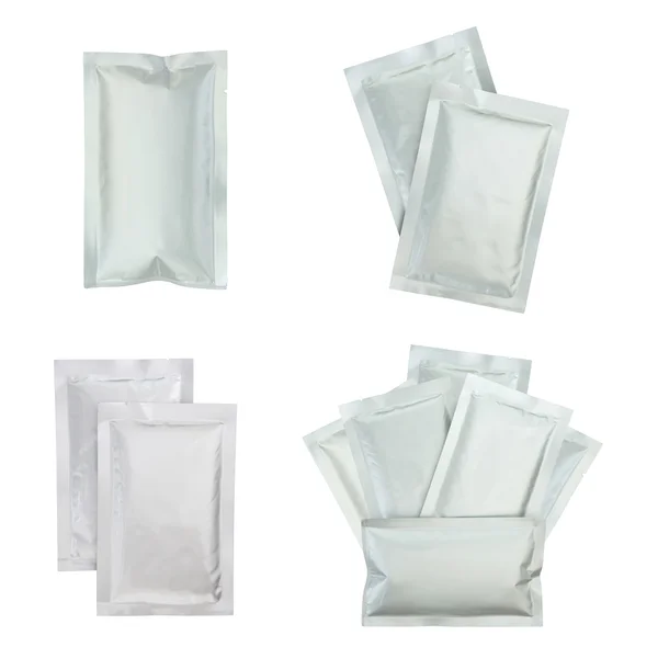 Set di confezione di plastica isolata su bianco Fotografia Stock