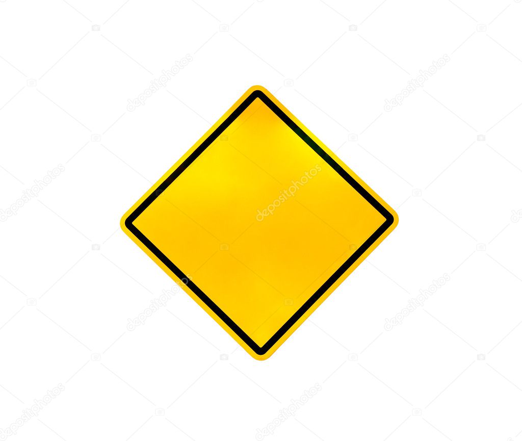 Blank yellow road warning sign