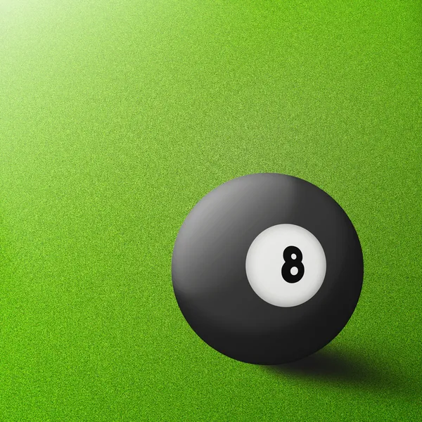 stock image Black billiard ball number eight on table pool background