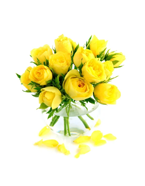 Krásná kytice žlutých růží — Stock fotografie
