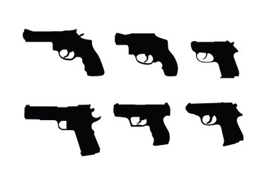 Hand guns swilhouettes clipart