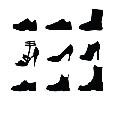 Men and women shoes silhouettes clipart