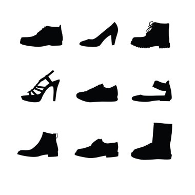 Black shoes silhouettes clipart