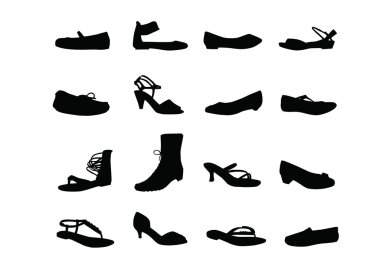 Women casual shoes silhouettes clipart