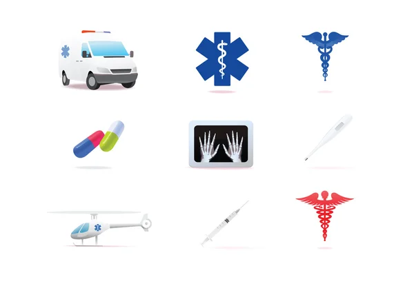 Ícones médicos 3d no fundo branco — Fotografia de Stock