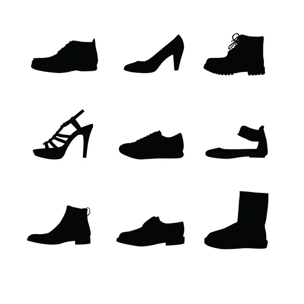 Černé boty siluety — Stock fotografie