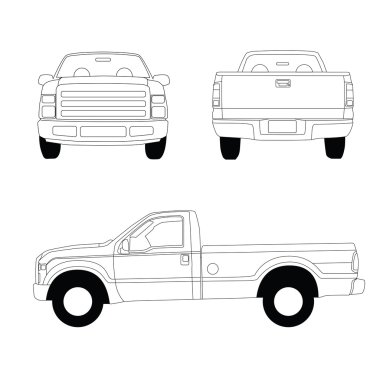 Pick-up truck blueprint clipart