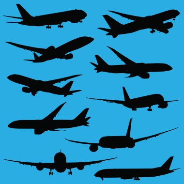 Airplanes silhouettes part 2 clipart