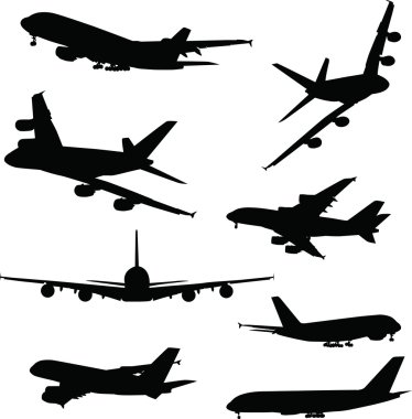 Airplanes silhouettes clipart