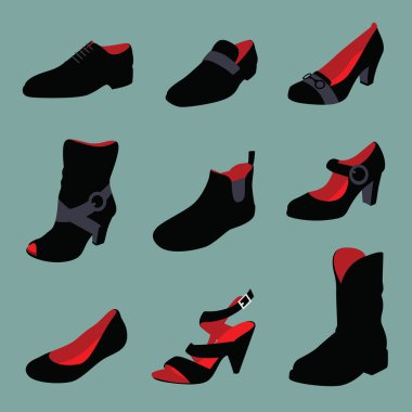 Men and women shoes red clipart