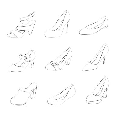 Women shoes collection clipart
