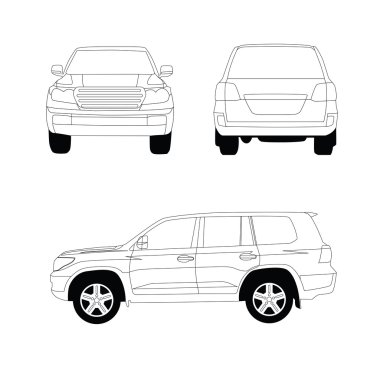 Sport utility vehicle car blueprint clipart