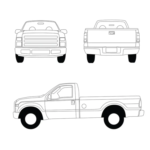 Pick-up truck blauwdruk — Stockvector