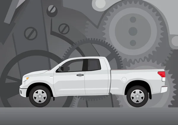 Camion pick-up avec fond horloger — Image vectorielle