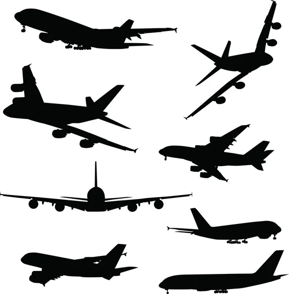 Repülőgépek sziluettek — Stock Vector