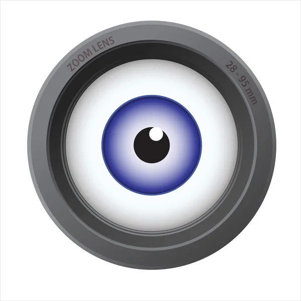 Oko wewnątrz obiektywu kamery — Wektor stockowy