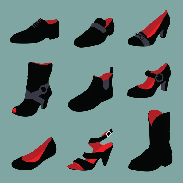 Férfi és női cipő, piros — Stock Vector