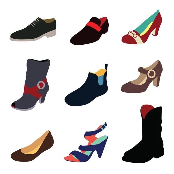 Mannen en vrouwen schoenen — Stockvector