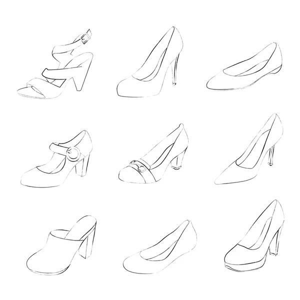 Kadın Ayakkabı koleksiyonu — Stok Vektör