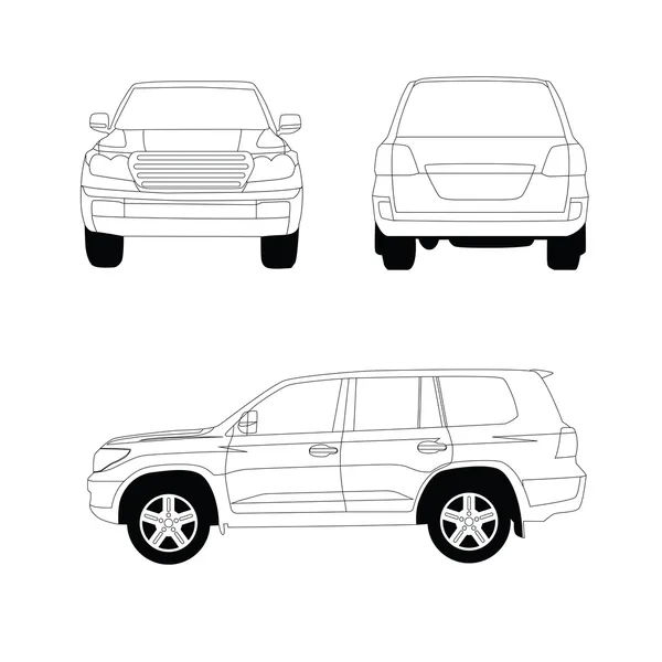 Sport utility vehicle car blueprint — Stock Vector