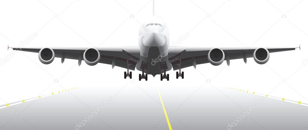Landing aircraft illustration