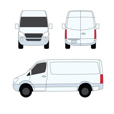 Delivery van white three sides vector illustration clipart