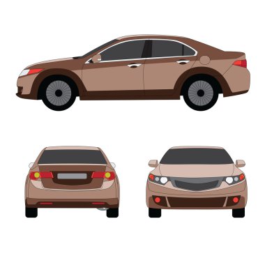 Large sport sedan three side view vector illustration clipart