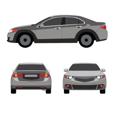 Large sport sedan three side view vector illustration clipart