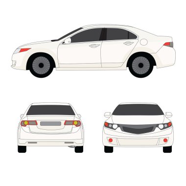 Large sport sedan three side view vector illustration clipart